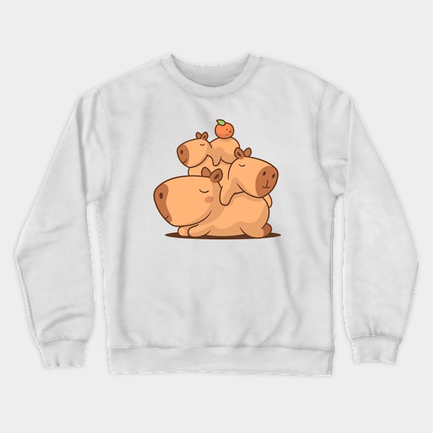 Capybara Stack Crewneck Sweatshirt by zoljo